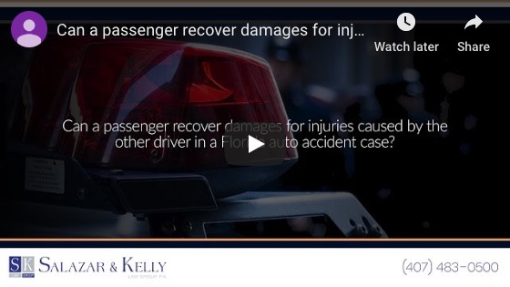 Can a passenger recover damages for injuries caused by the other driver in a Florida auto accident case?